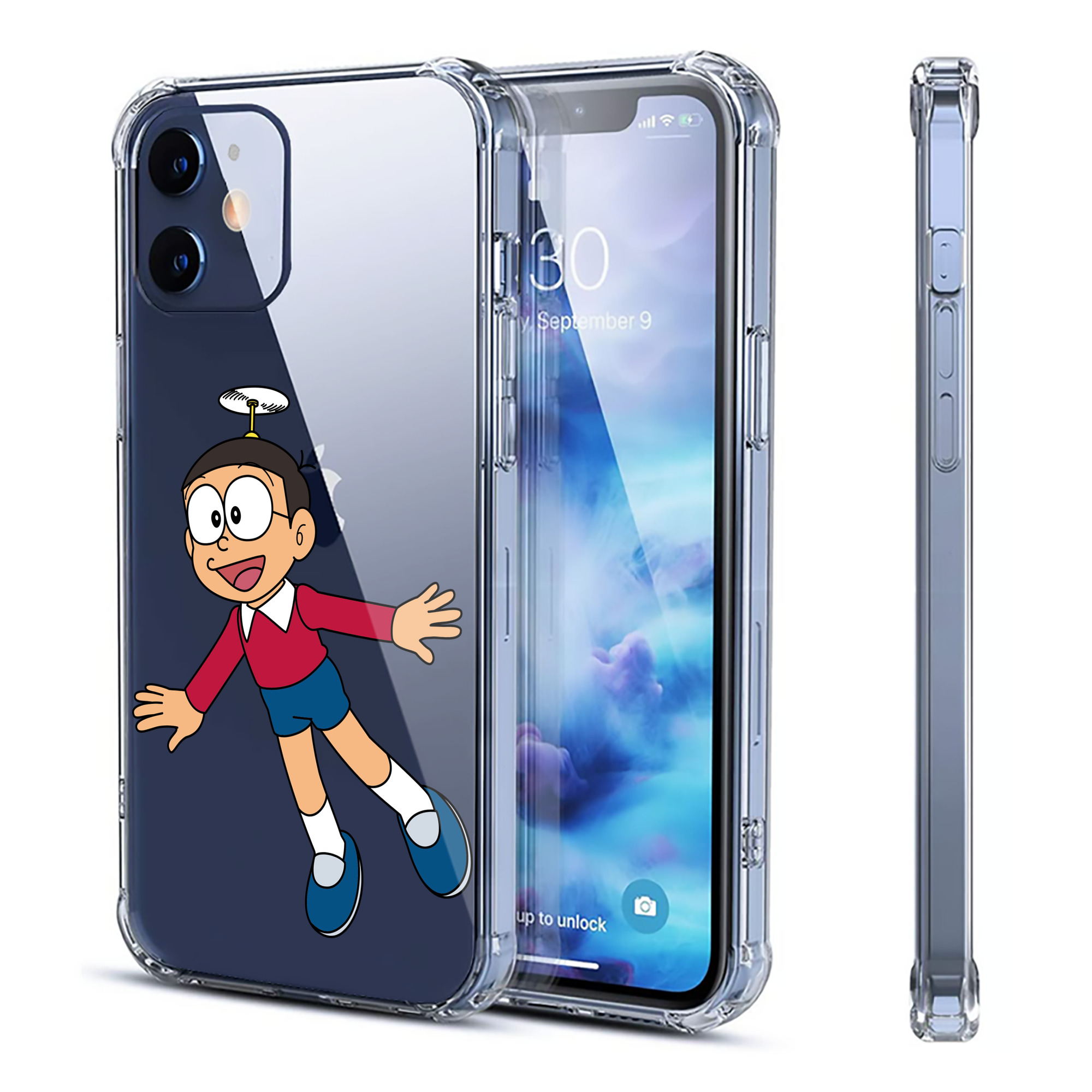 （画像用） ドラえもん 野比 のび太 Doraemon Nobita Nobi 【iPhone 12シリーズ対応】透明スマホケース（クリアソフトケース）